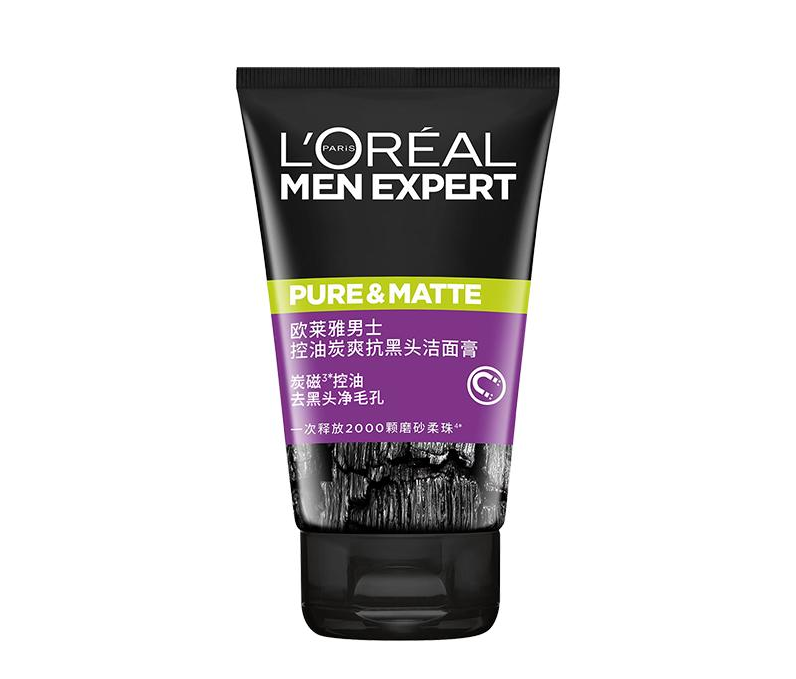 L'OREAL欧莱雅 男士清洁毛孔控油磨砂洁面乳100ml